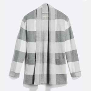 Market & Spruce Womens Grey White Buffalo Plaid Open‎ Front Cardigan Sweater S